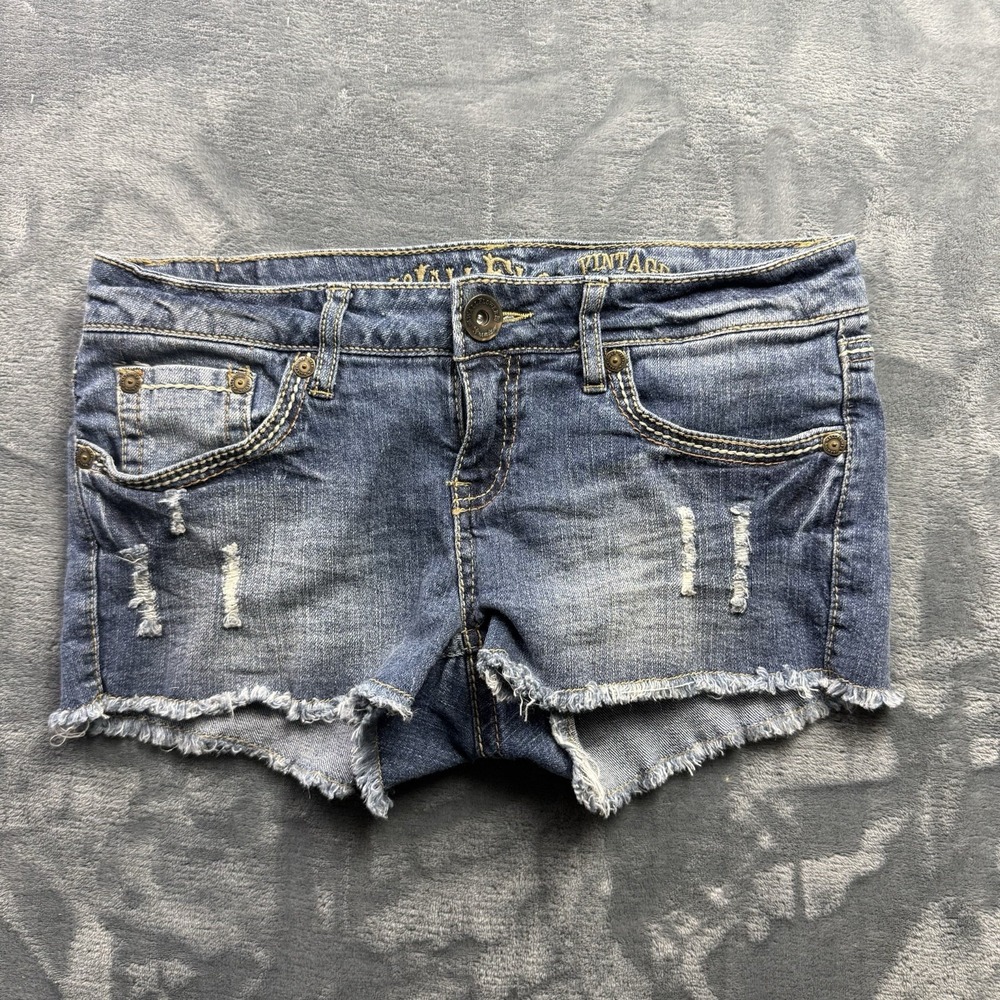 Wallflower Jean Denim Shorts Women 7 Blue Vintage Y2K Cyber Western Beach Punk